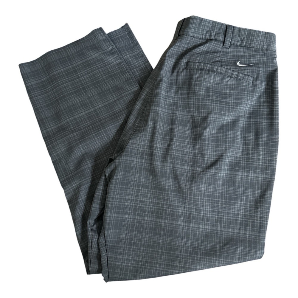 Nike Golf Dri-FIT Tour Performance Plaid Pants Men's 40x32 Grey **UNHEM**